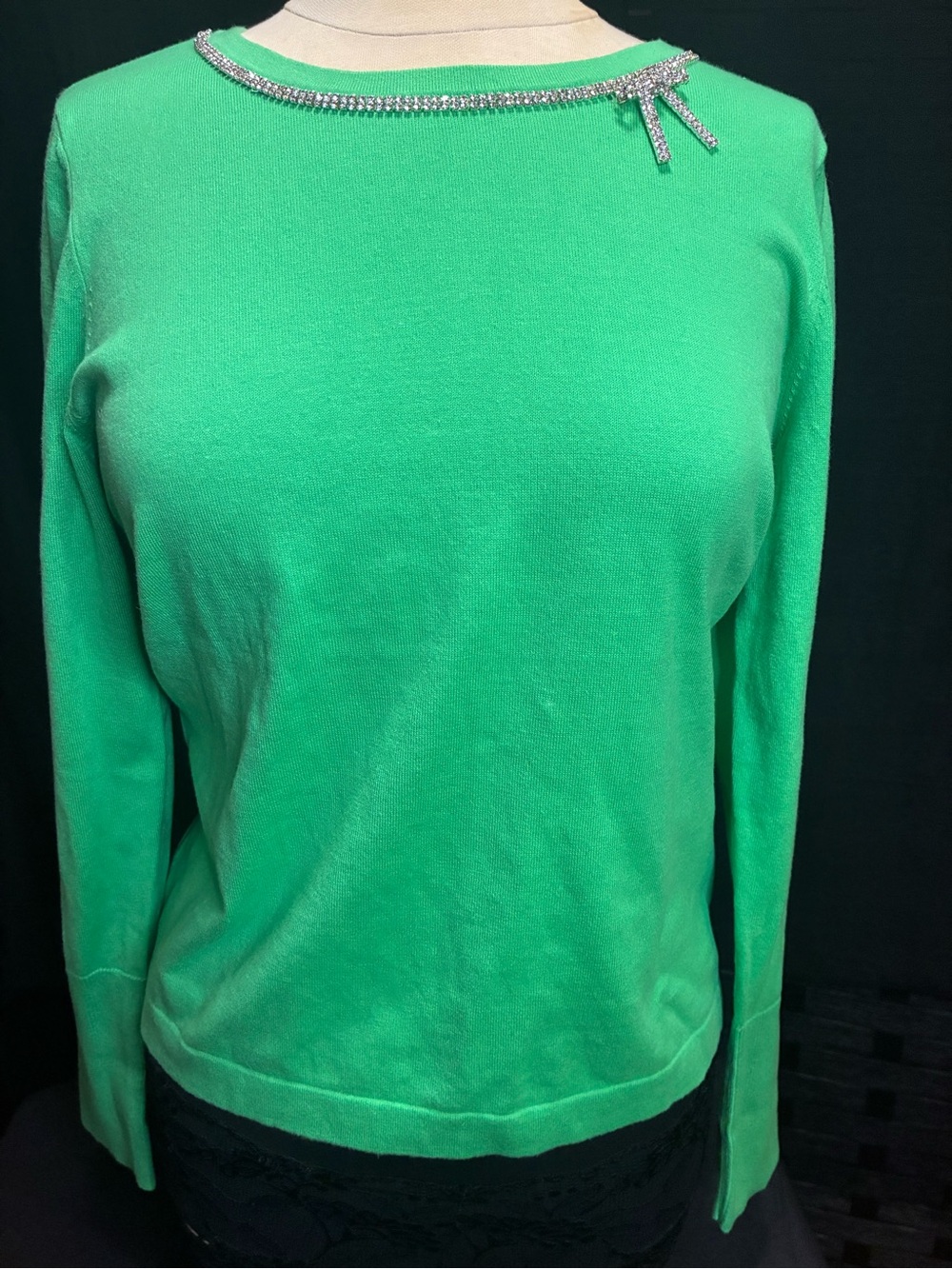Lilly Pulitzer Bright Green Sweater with Rhinestone Accent